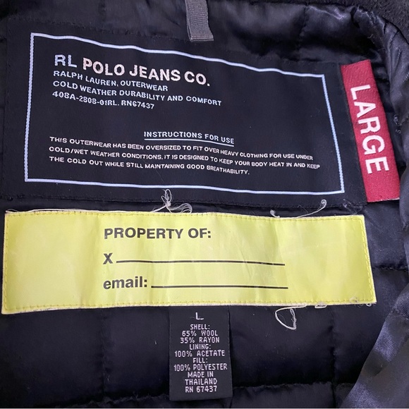 Men’s VTG Polo Jeans Company Ralph Lauren Wool Blend Shell FZ Jacket Size Large - Picture 5 of 5